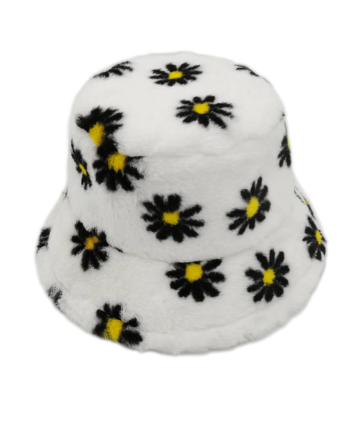 Floral Faux Fur Bucket Hat