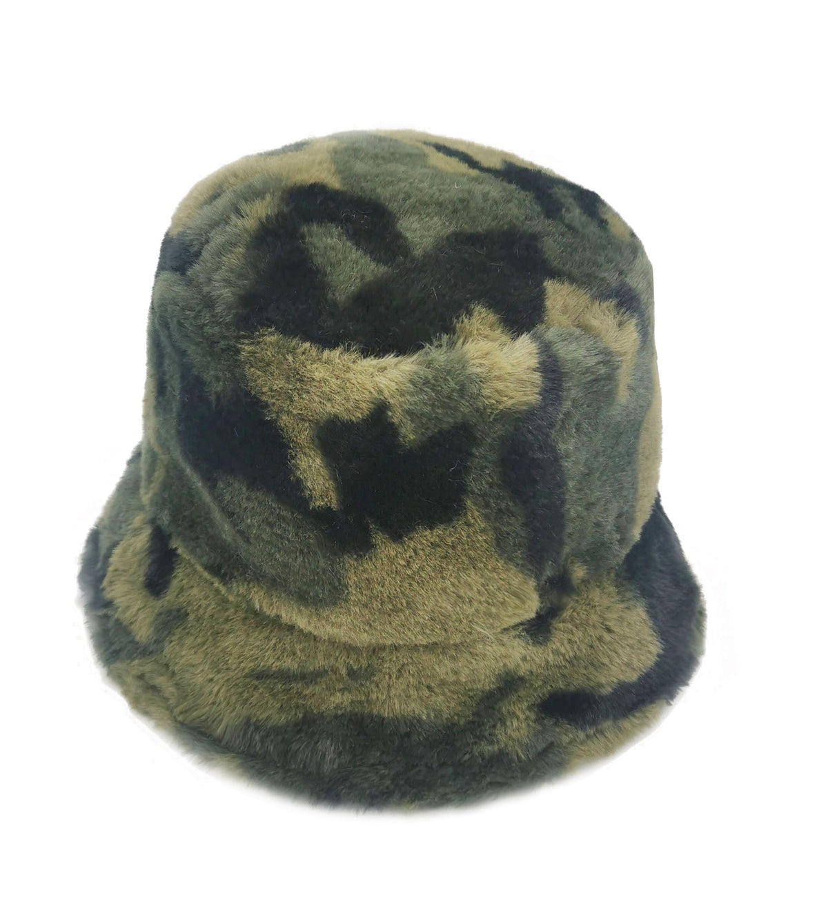 Camo Faux Fur Bucket Hat