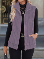 Full Size Fleece Zip-Up Vest Coat Plus Size