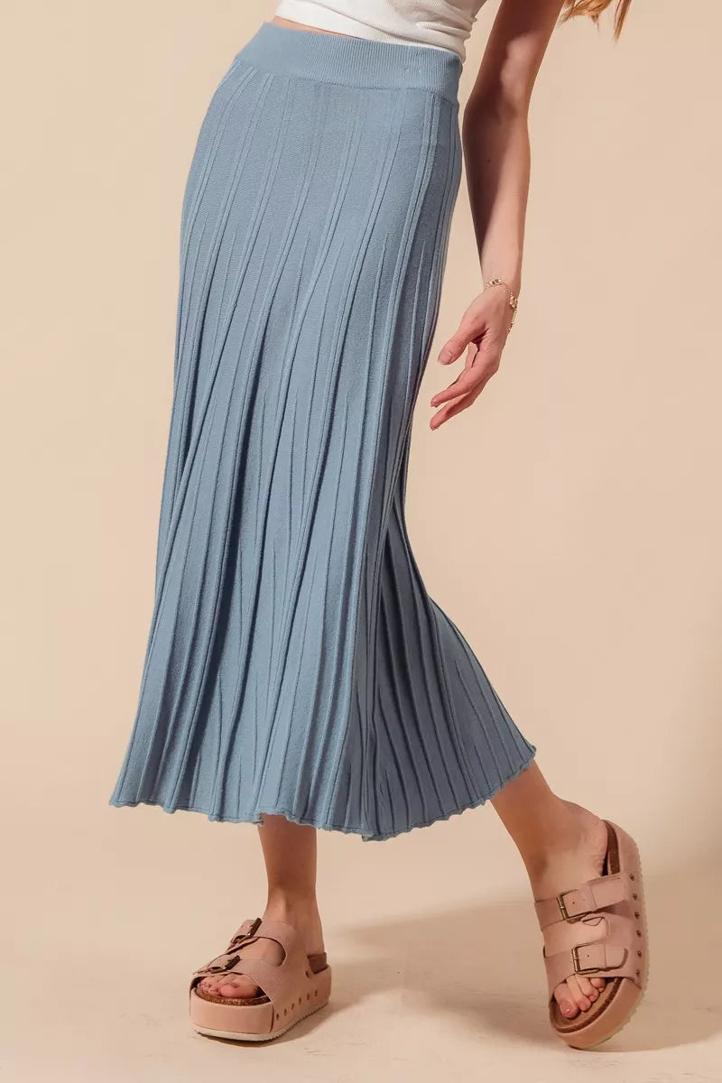 SO ME  A Line Knitted Sweater Midi Length Skirt