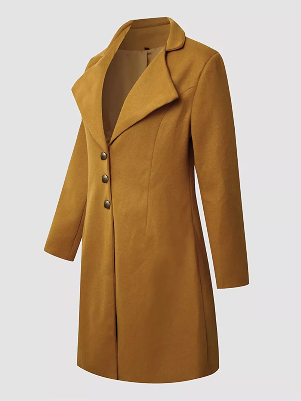Full Size Single-Breasted Long Sleeve Overcoat Plus Size