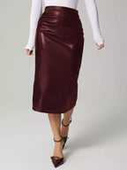 Slit Back Leather Skirt