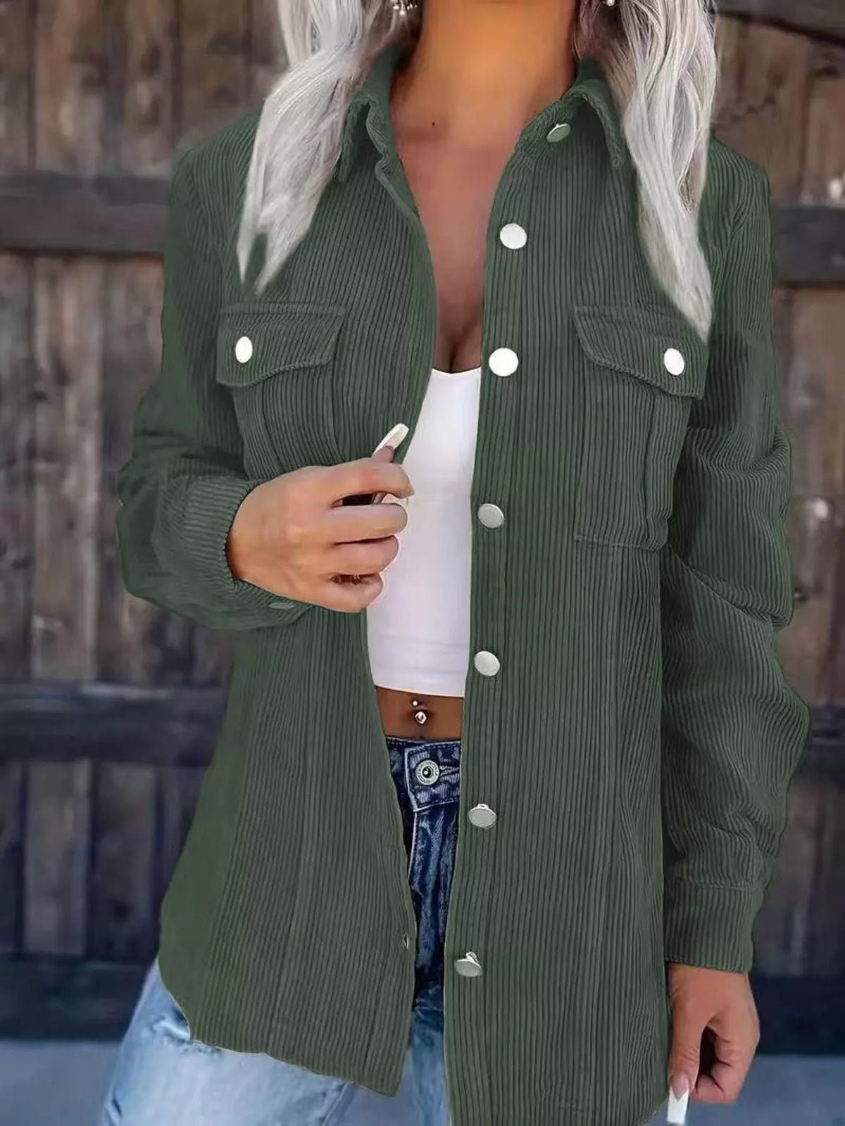Corduroy Button-Down Jacket