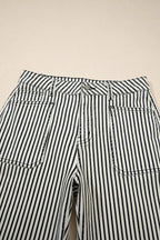 Stripe Patch Pocket High Waist Shift Denim Jeans