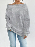 Off-Shoulder Drawstring Sweatshirt
