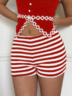 Striped High Waist Knit Shorts