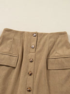 Corduroy Buttoned Front Mini Skirt