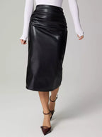 Slit Back Leather Skirt