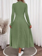 Ribbed Knit Long Sleeve Midi Dress
