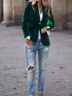 One Button Long Sleeve Blazer
