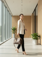 Ladies Embossed Soft Material Tote Handbag