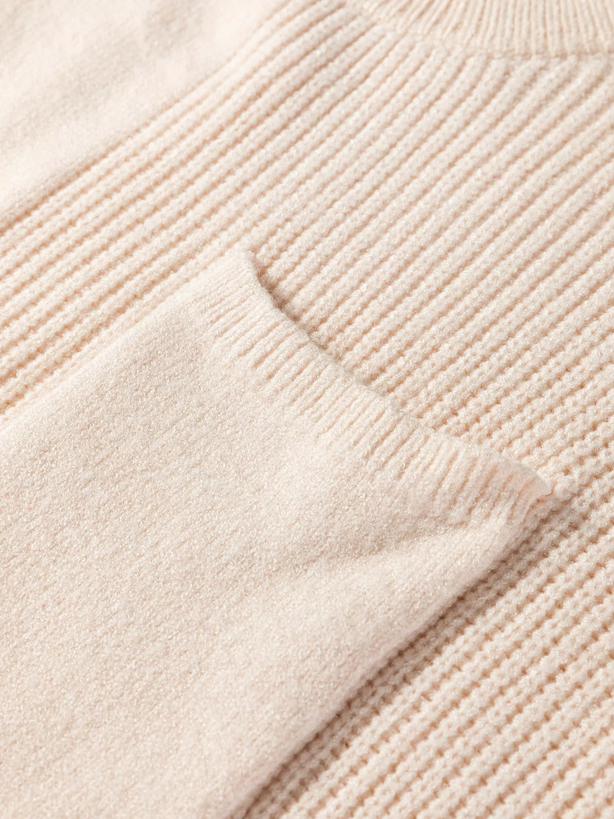 Solid Color Mixed Knits Patch Pocket Short Sleeve Sweater