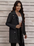 Drawstring Snap-Down Trench Coat