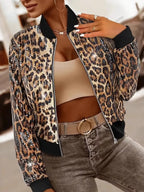 Sequin Leopard Zip Up Jacket