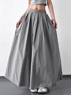 Pleated Linen Maxi Skirt