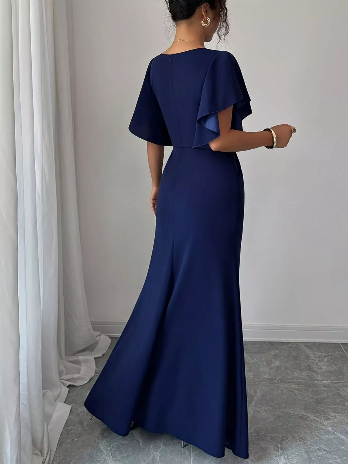 Surplice Flutter Sleeve Maxi Dress