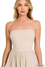 Zenana Combined Knit Tube Top Flare Mini Dress