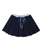 Drawstring Pleated Mini Skirt