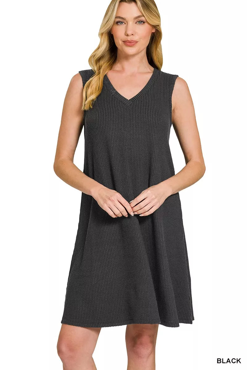 Zenana Raised Rib Sleeveless Mini Dress