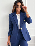 Lapel Collar One Button Blazer