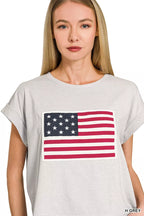 Zenana Round Neck Short Sleeve American Flag T-Shirt