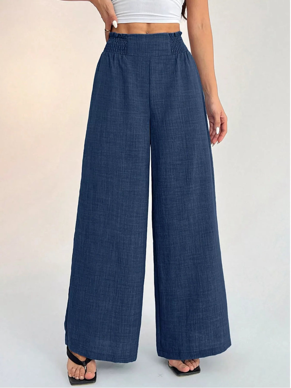 Elastic Waist Wide Leg Pants
