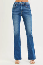 RISEN High Rise  Bootcut Jeans With Distressed Details