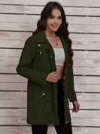 Drawstring Snap-Down Trench Coat