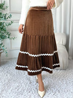 Velvet Tiered Midi Skirt