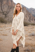 Tassel Hem Knit Cover Up