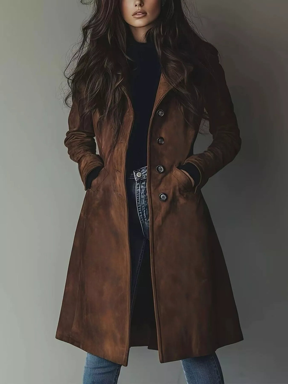 Button Up Long Sleeve Trench Coat