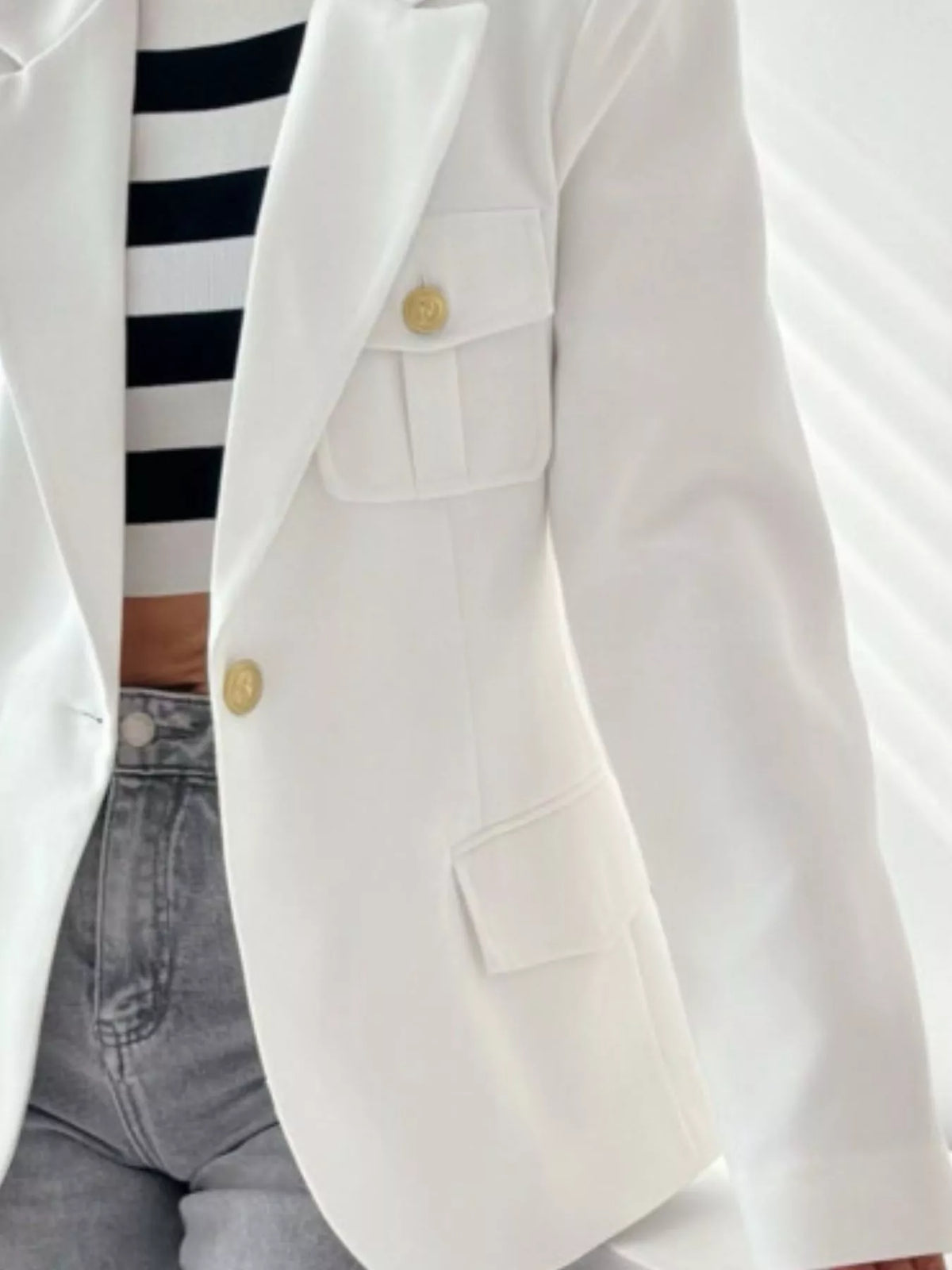 Lapel Collar One Button Blazer