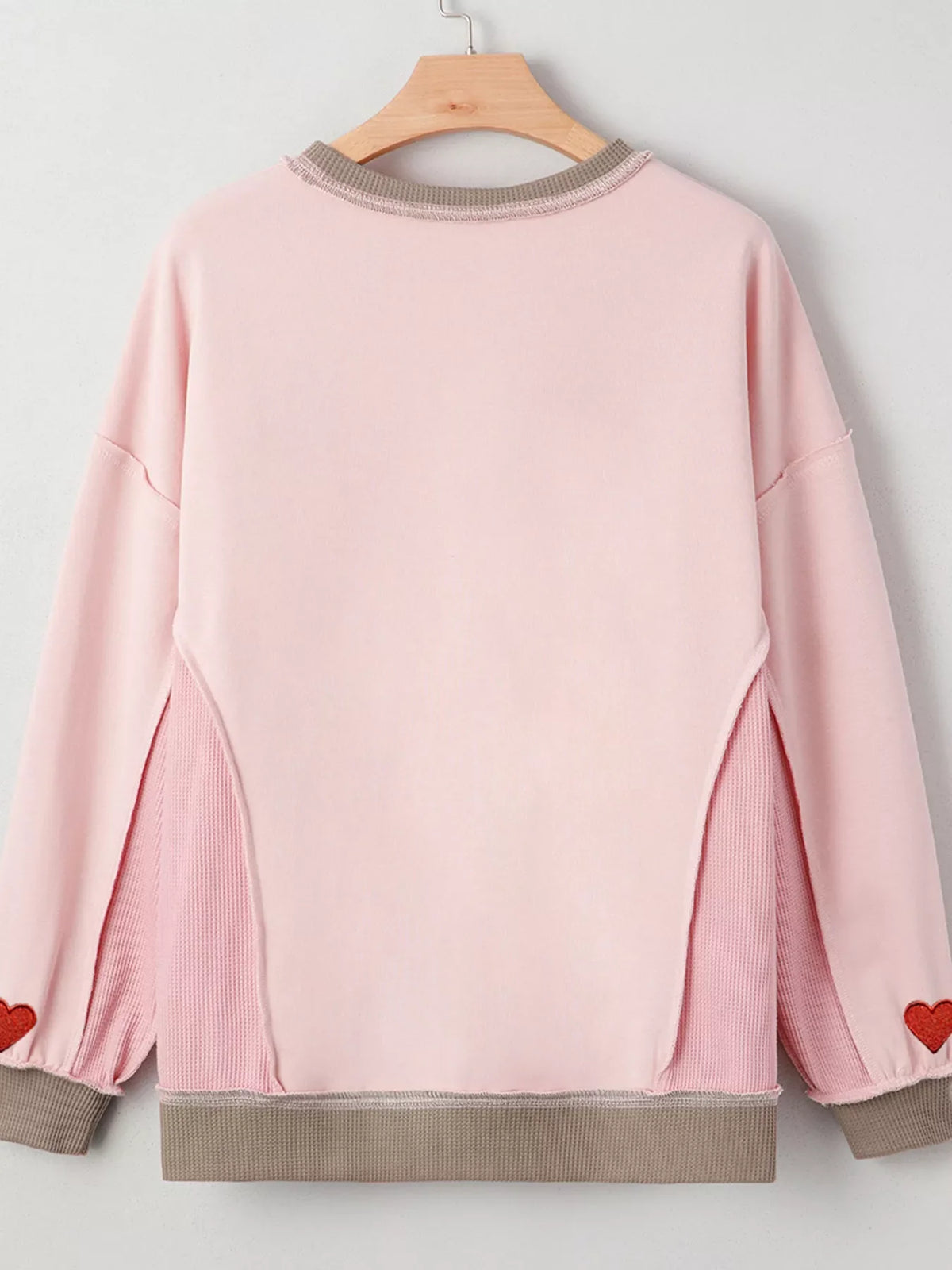 Color Block Patchwork Lovers Embroidered Letter Sweatshirt