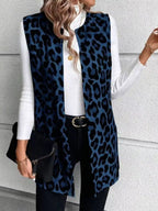 Sleeveless Leopard Print Vest Coat