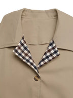 Checkered Lining Button Up Trench Coat