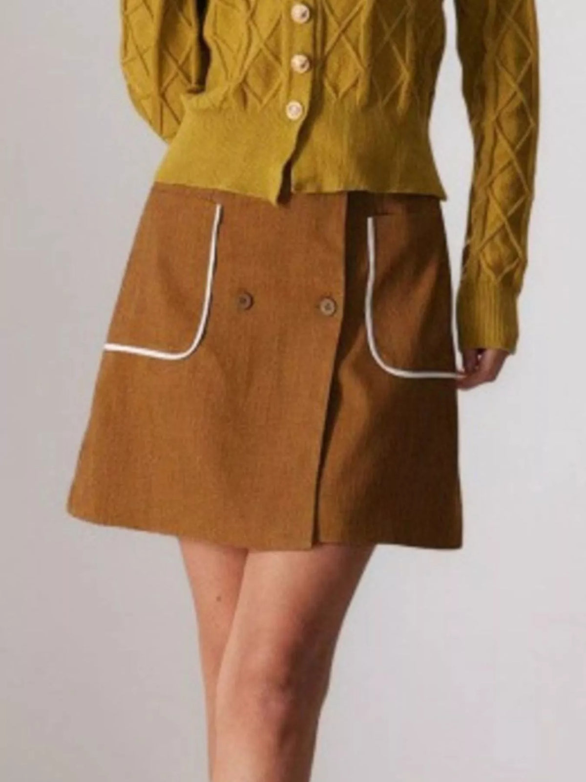 Button-Front Mini Skirt