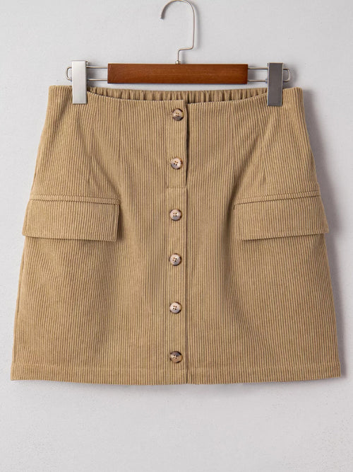 Corduroy Buttoned Front Mini Skirt