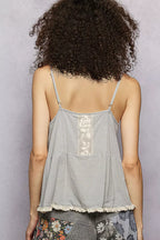 POL Boho Lace Trim Flowy Cami