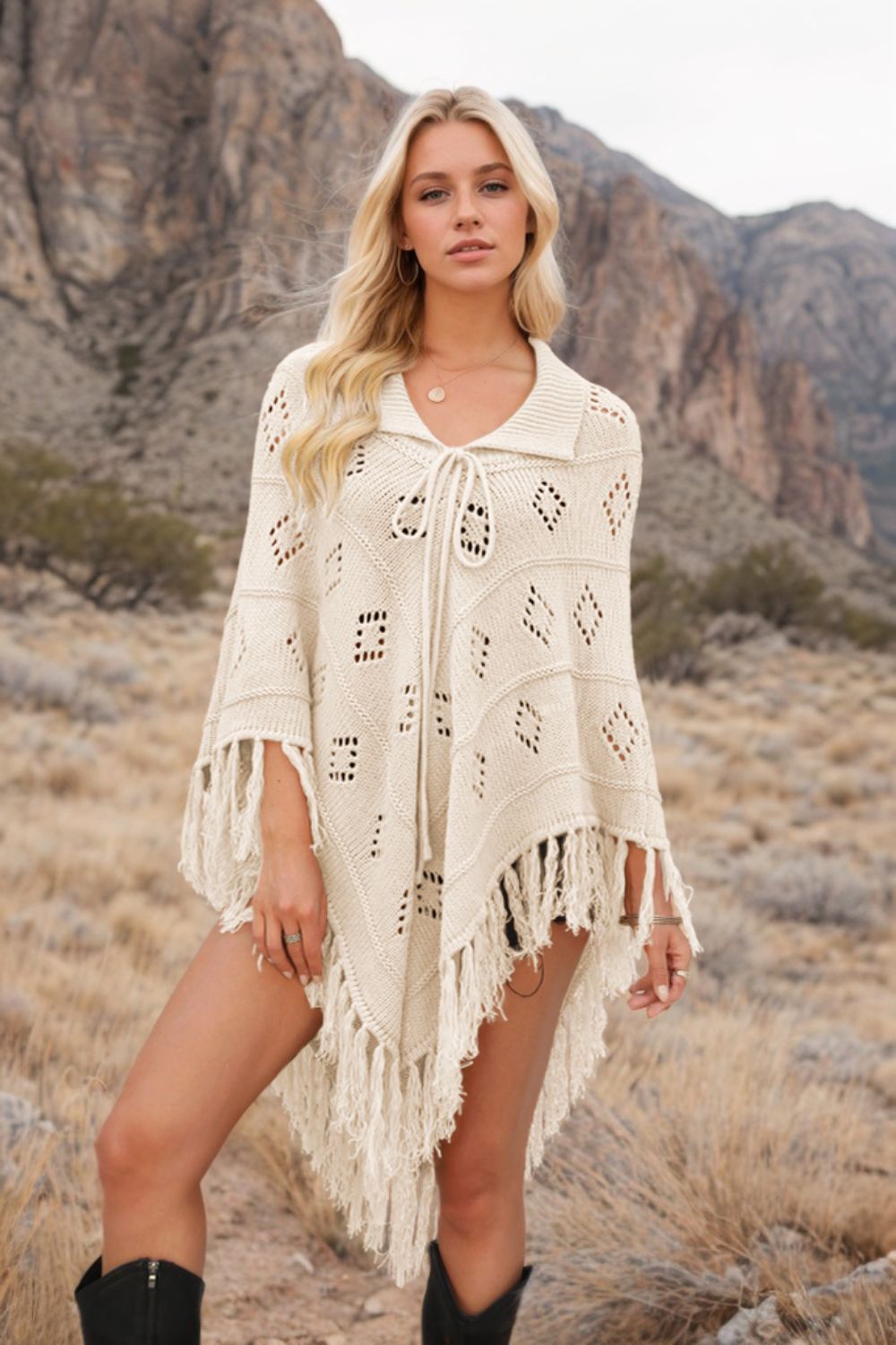Tassel Hem Knit Cover Up