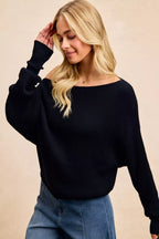 BiBi Waffle Knit Off Shoulder Top