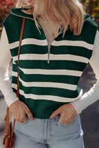 Ribbed Half Zip Collared Sweater Vest
