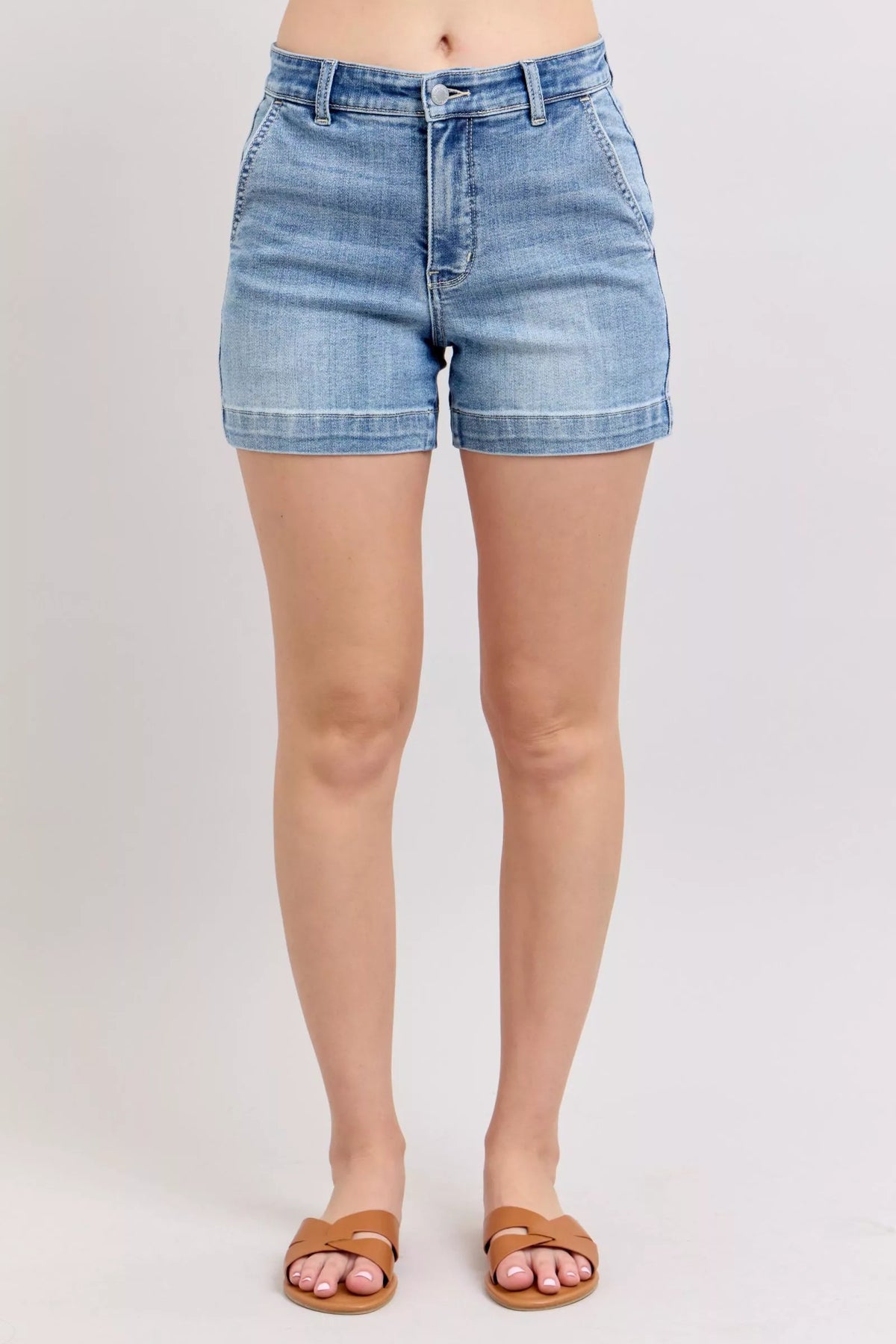 Judy Blue Mid Rise Denim Shorts