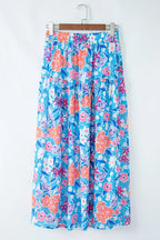 Floral Printed High Waist Split Skirt