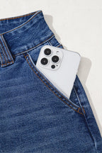 Double Button Zip Fly Straight Leg Jeans