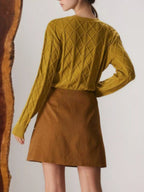 Button-Front Mini Skirt