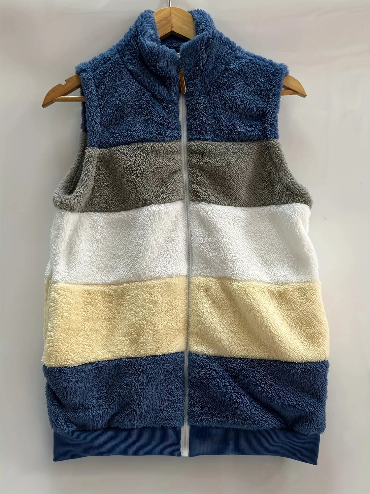 Color Block Zip Up Vest Coat