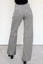 Stripe Patch Pocket High Waist Shift Denim Jeans