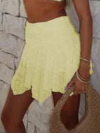 Asymmetric Hem Lace Ruffle Mini Skirt