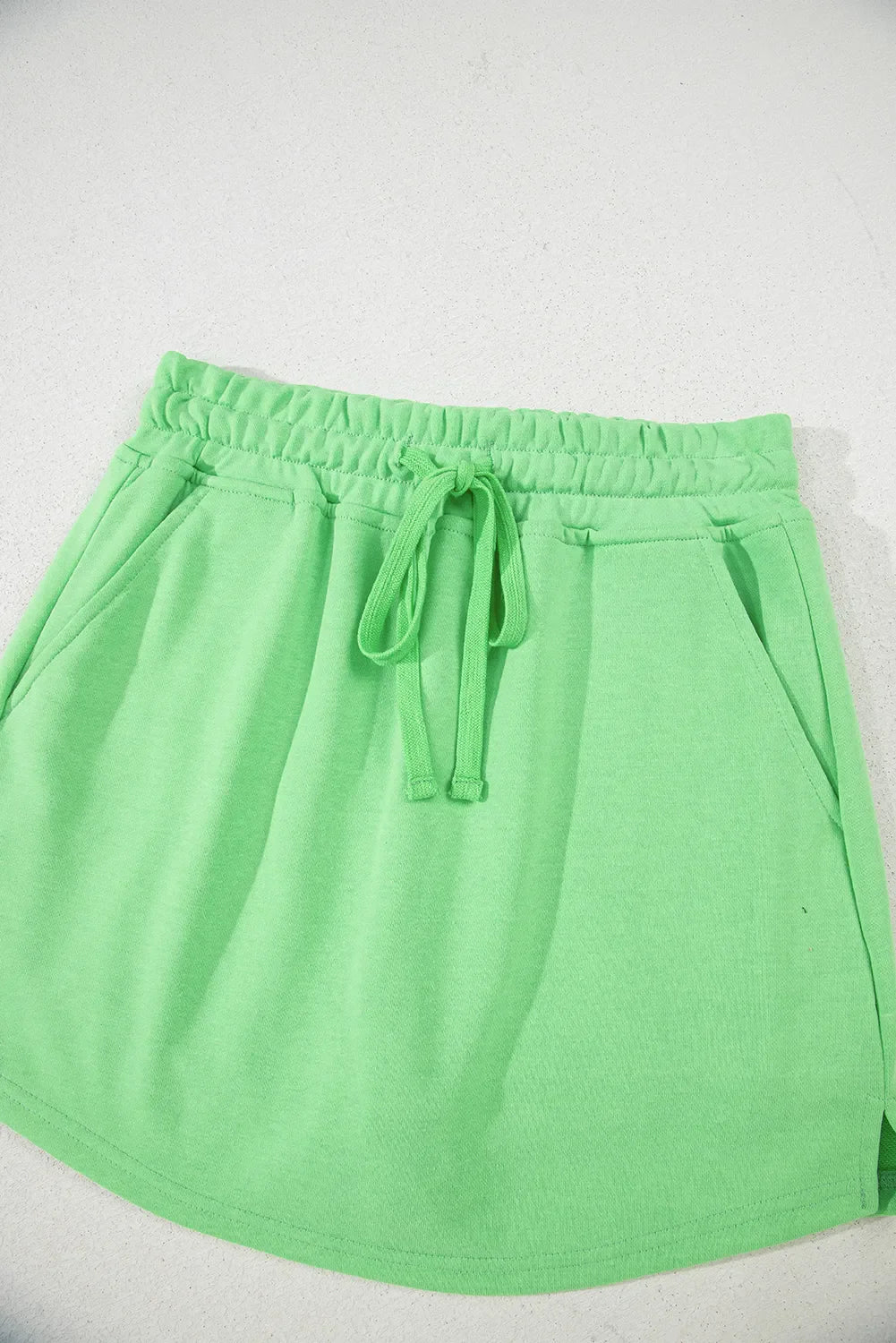 Drawstring Solid Mini Skort