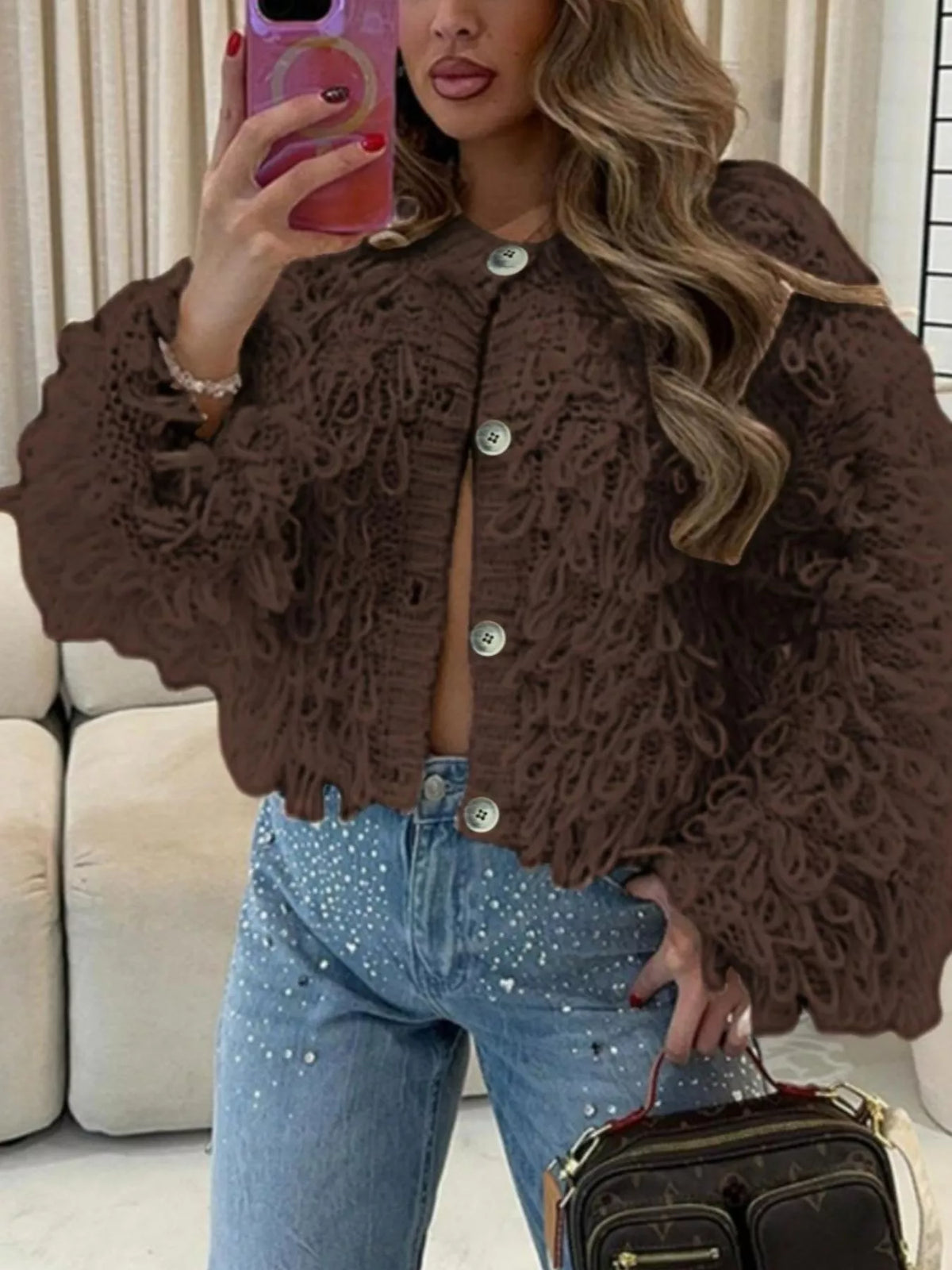 Fringe Button Up Cardigan